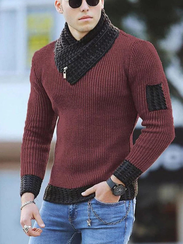 Mens Zip-Up Sweater Warm Knit Fit