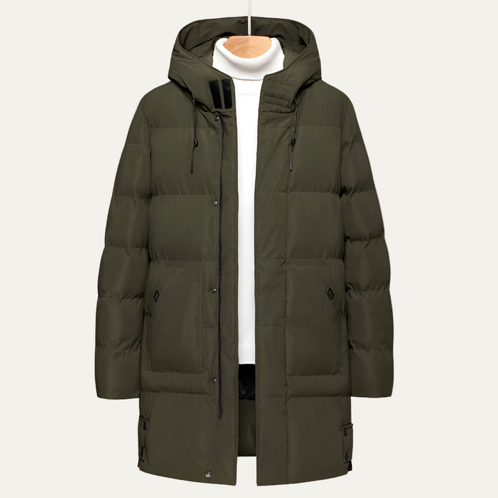 Mens Quilted Puffer Jacket Long Hooded