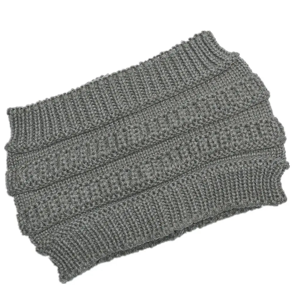 Womens Knit Ponytail Hat Soft Slouchy Fit