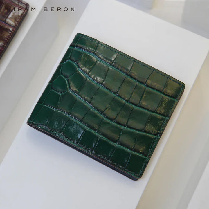 Mens Leather Wallet Alligator Texture Monogrammed - BritishMode