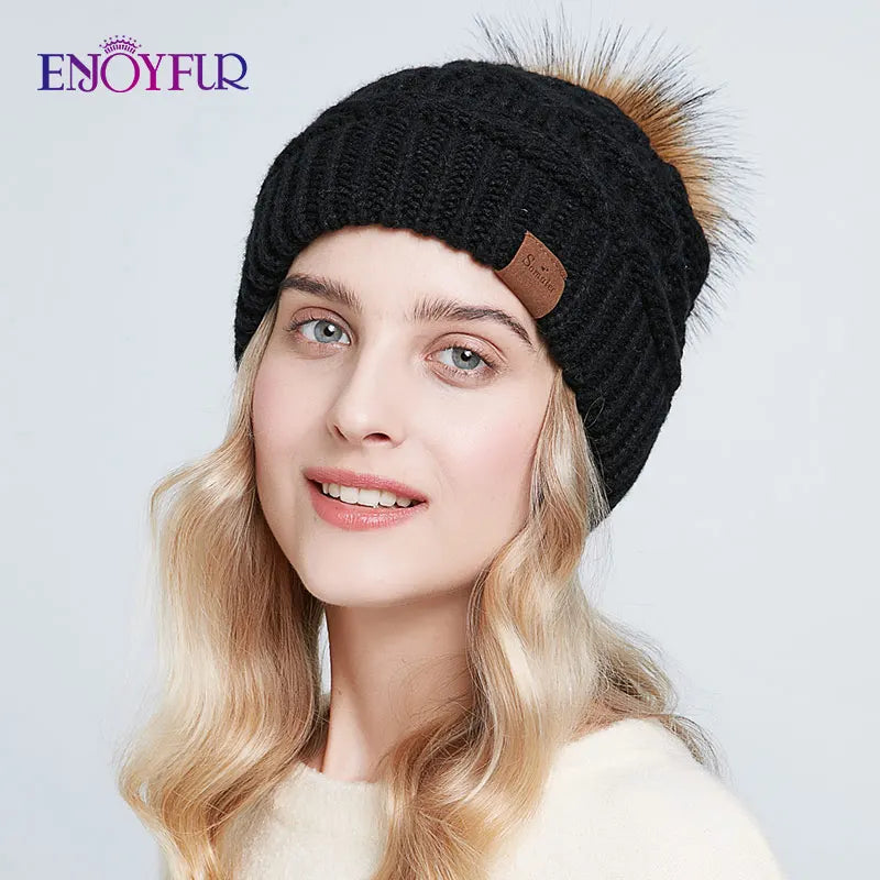 Unisex Slouch Beanie Hat Soft Faux Fur Winter