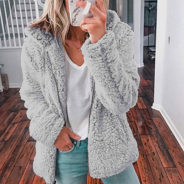 Womens Teddy Coat Soft Fleece Hooded