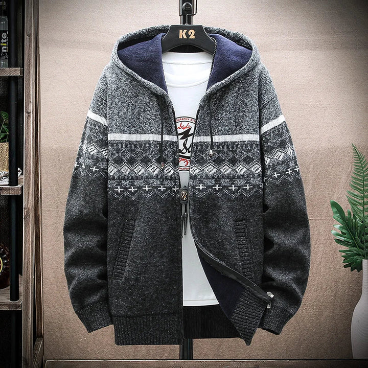 Mens Hooded Winter Jacket Plaid Warm Fit