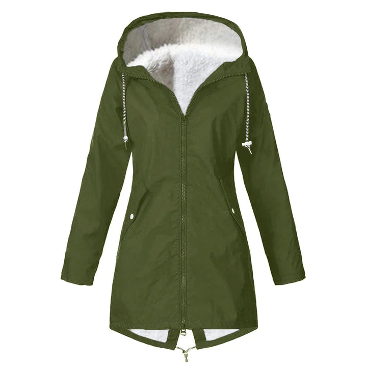 Womens Waterproof Parka Jacket with Hood and Fleece Lining