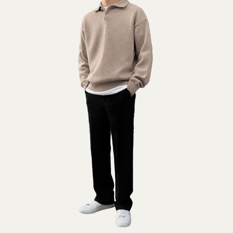 Mens Polo Sweater Knit Classic Fit