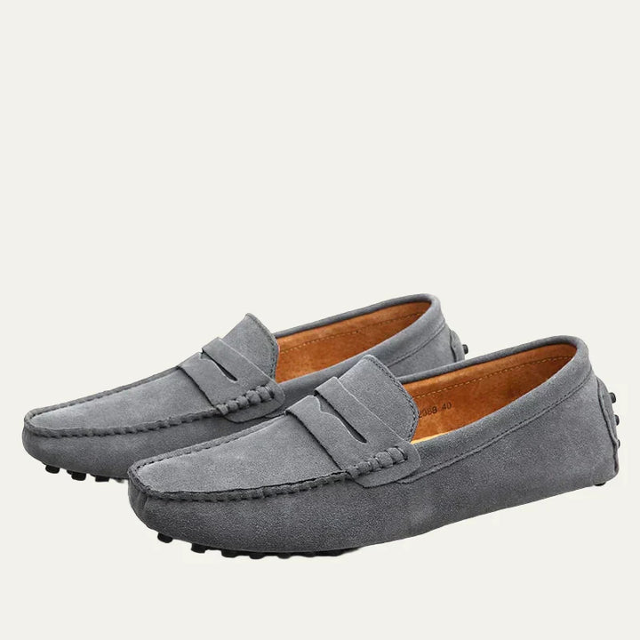 Mens Slip-On Driving Moccasins Suede Texture