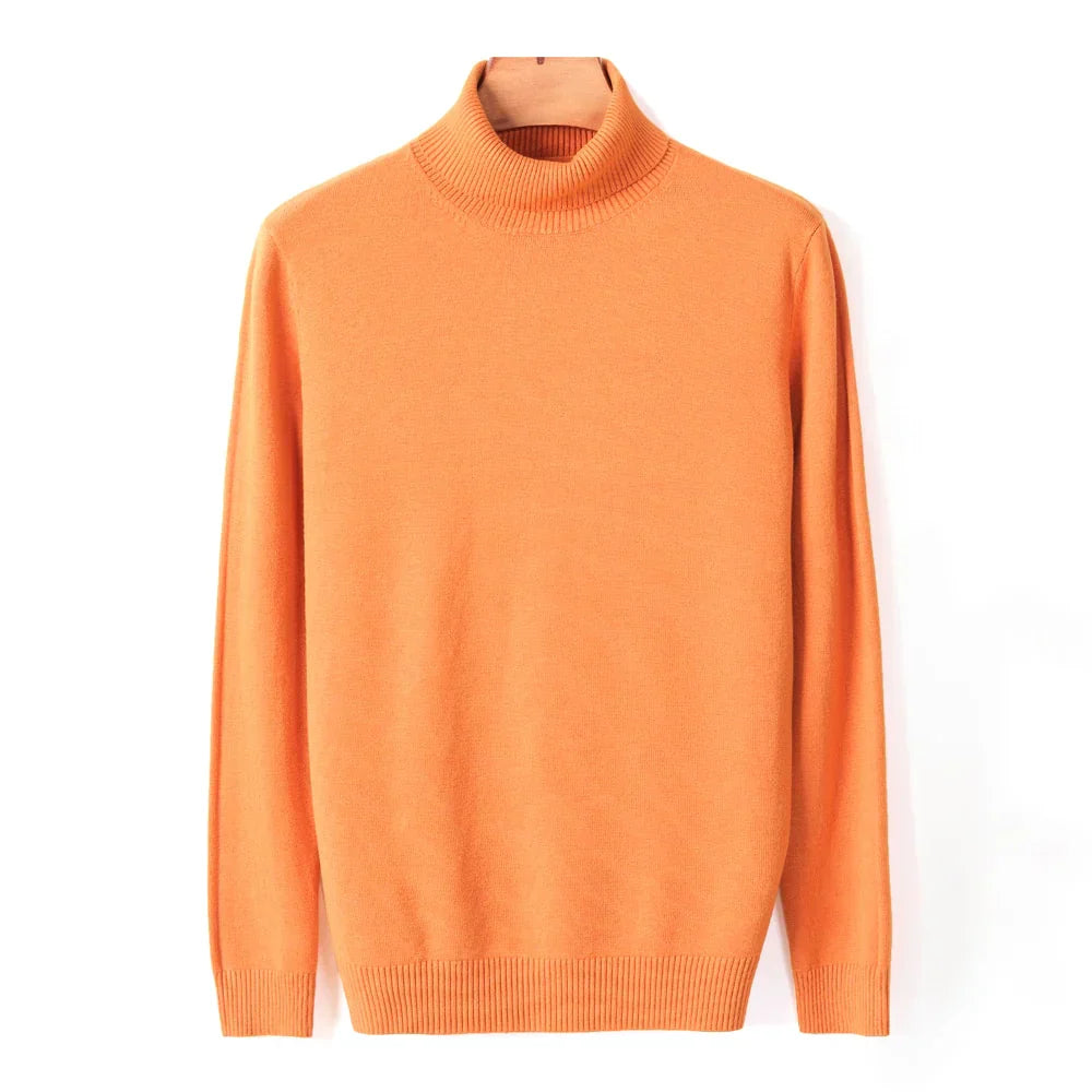 Mens Ribbed Turtleneck Knit Sweater Slim Fit