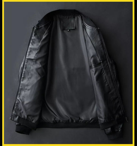 Mens Leather Jacket Vintage Style with Pockets Rugged Fit