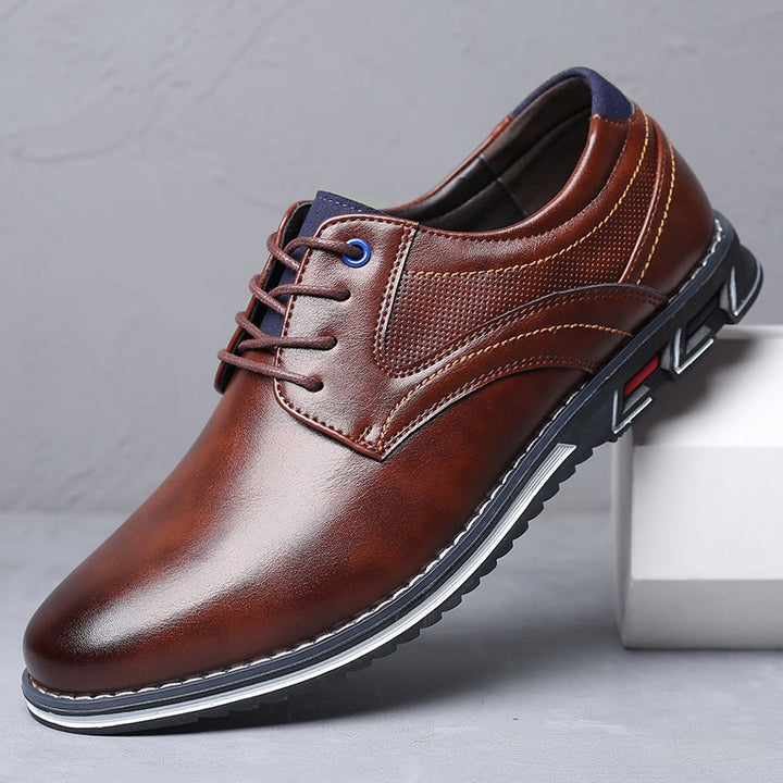 Mens Loafers Lace-Up with Cushioned Sole and Stitch Detail - BritishMode