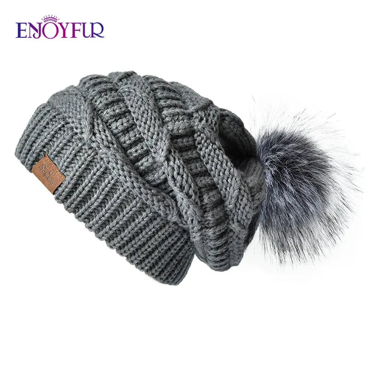 Unisex Slouch Beanie Hat Soft Faux Fur Winter