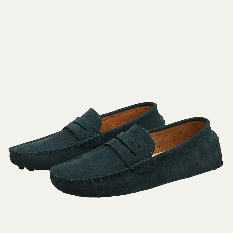 Mens Slip-On Driving Moccasins Suede Texture