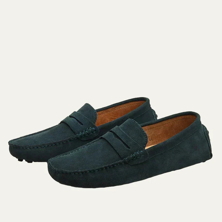 Mens Slip-On Driving Moccasins Suede Texture