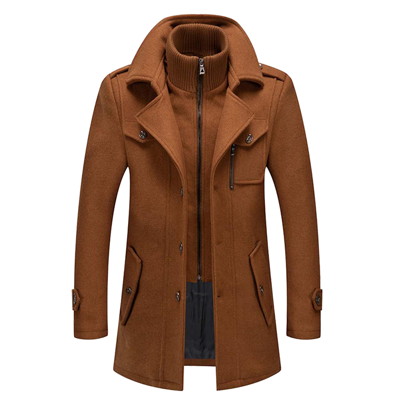 Mens Winter Coat Elegant Wool Blend Classic Fit