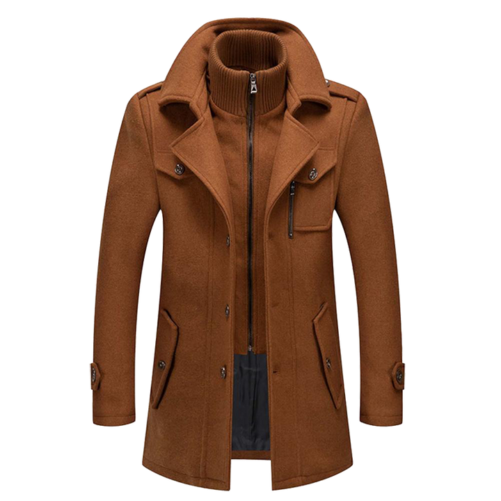 Mens Winter Coat Elegant Wool Blend Classic Fit