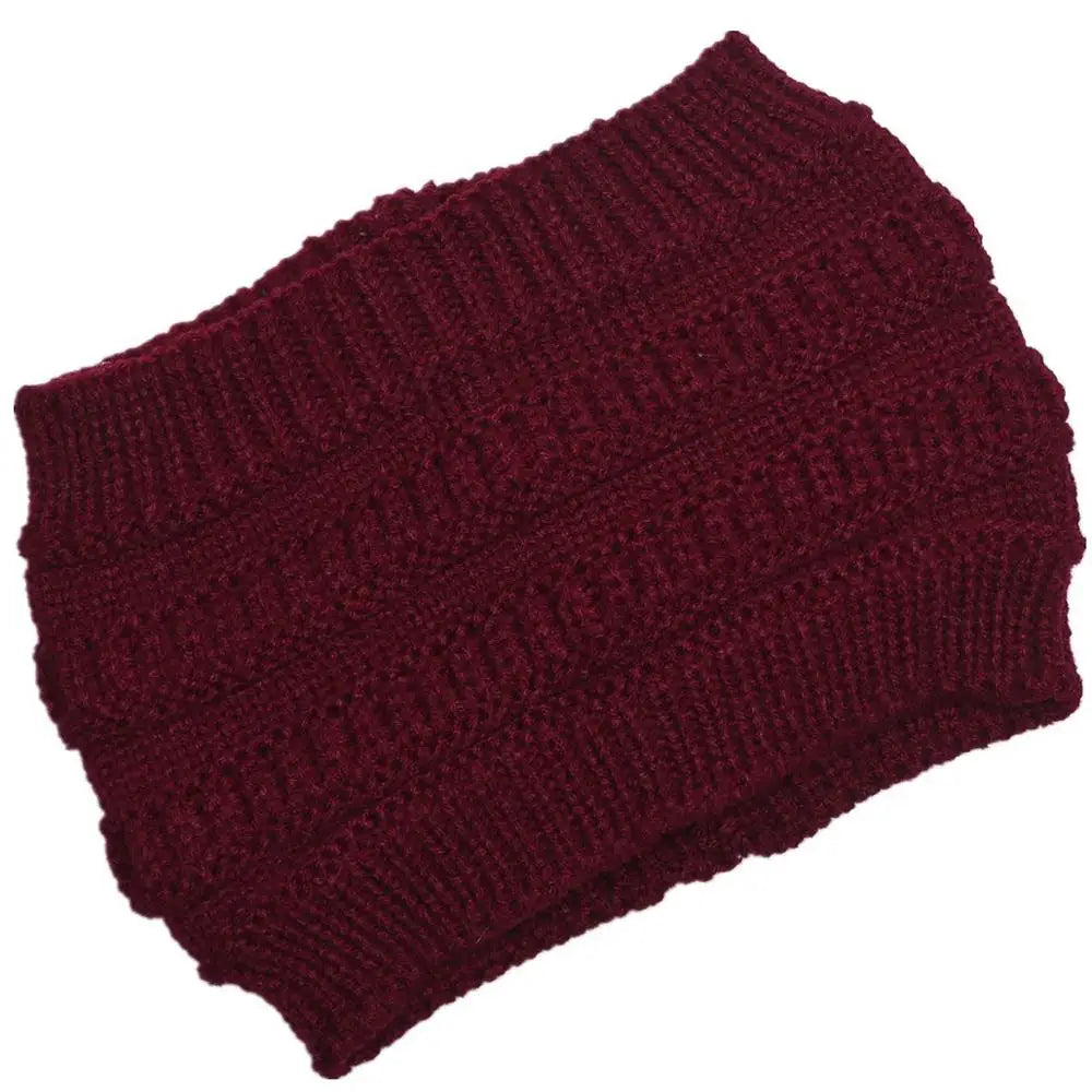 Womens Knit Ponytail Hat Soft Slouchy Fit