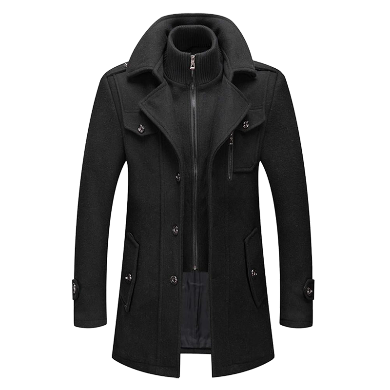 Mens Winter Coat Elegant Wool Blend Classic Fit