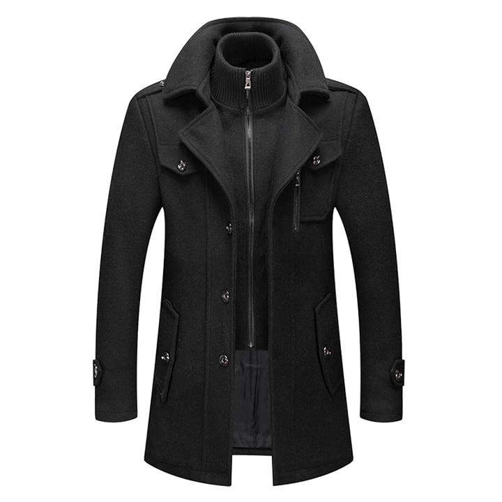 Mens Winter Coat Elegant Wool Blend Classic Fit