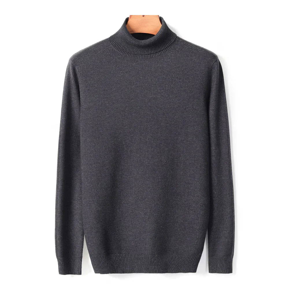 Mens Ribbed Turtleneck Knit Sweater Slim Fit