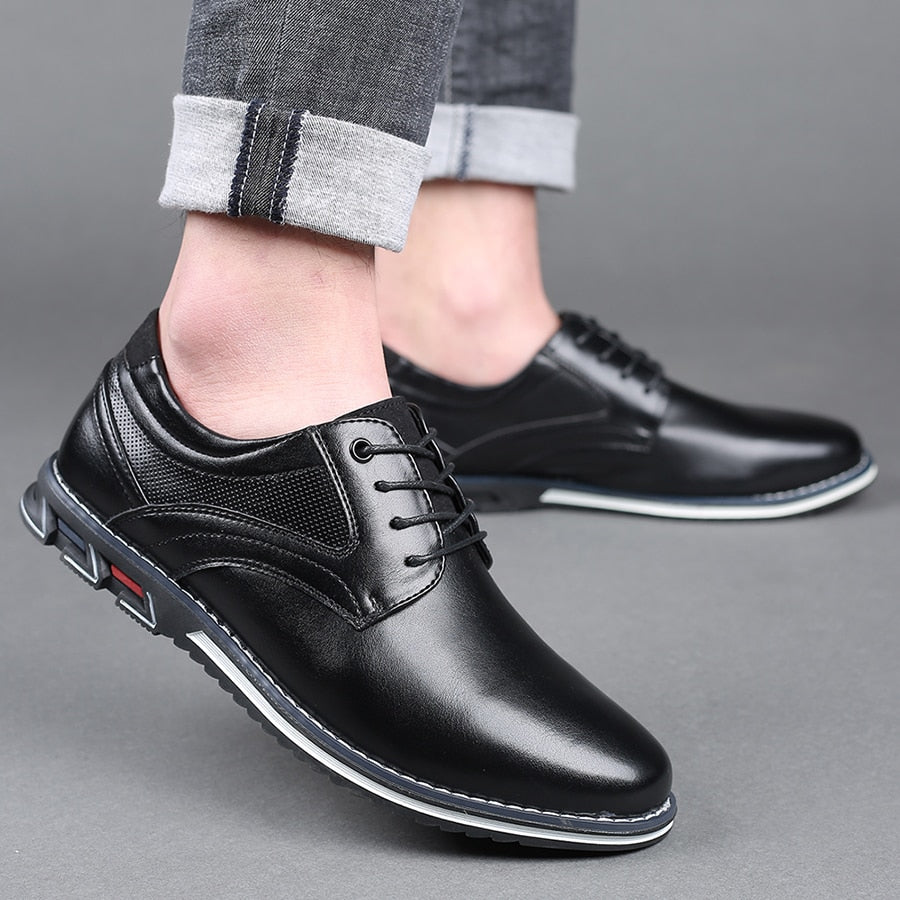 Mens Loafers Lace-Up with Cushioned Sole and Stitch Detail