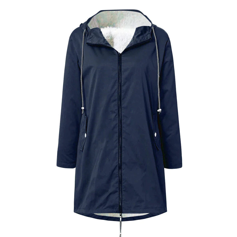 Womens Waterproof Parka Jacket with Hood and Fleece Lining