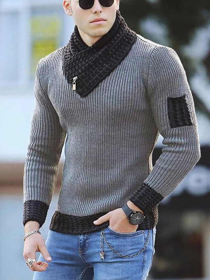 Mens Zip-Up Sweater Warm Knit Fit