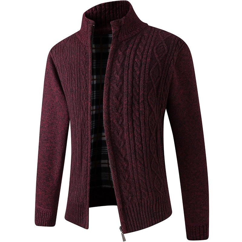 Mens Knitted Sweater with Zipper Casual Fit
