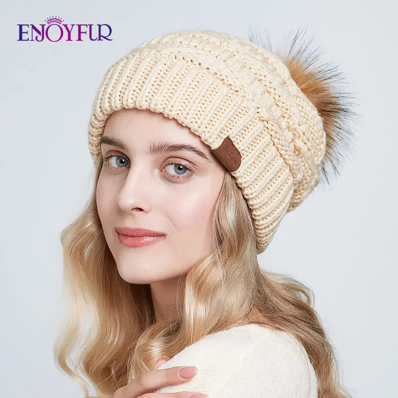 Unisex Slouch Beanie Hat Soft Faux Fur Winter