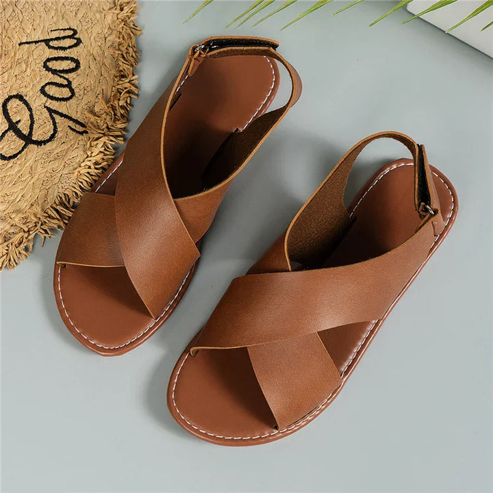 Womens Heeled Ankle Strap Sandals Breathable Comfortable Fit - BritishMode