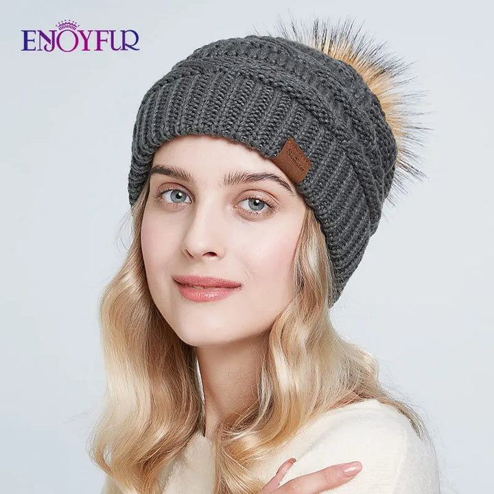 Unisex Slouch Beanie Hat Soft Faux Fur Winter