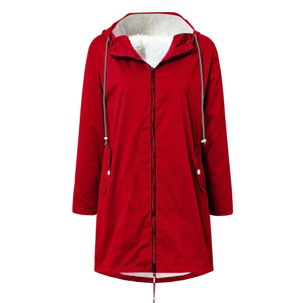 Womens Waterproof Parka Jacket with Hood and Fleece Lining