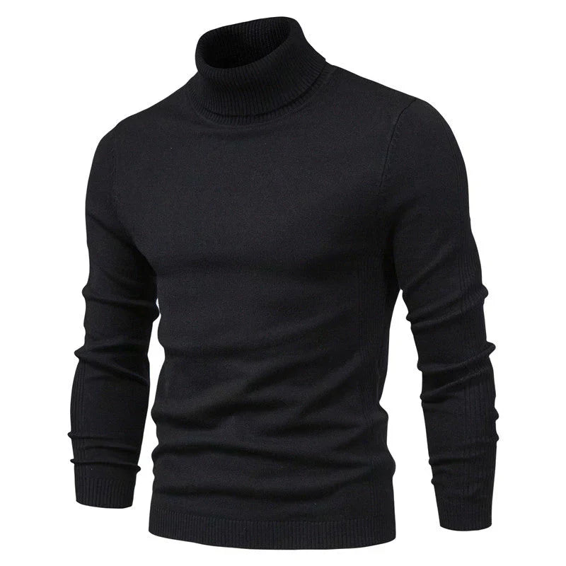Mens Turtleneck Sweater Breathable Knit Fit