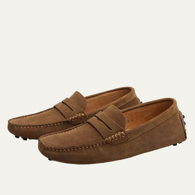 Mens Slip-On Driving Moccasins Suede Texture - BritishMode