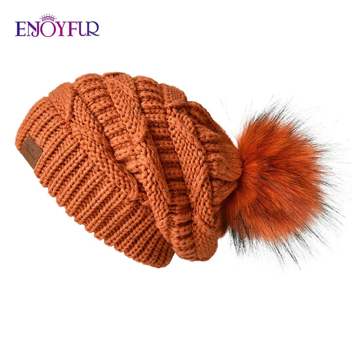 Unisex Slouch Beanie Hat Soft Faux Fur Winter