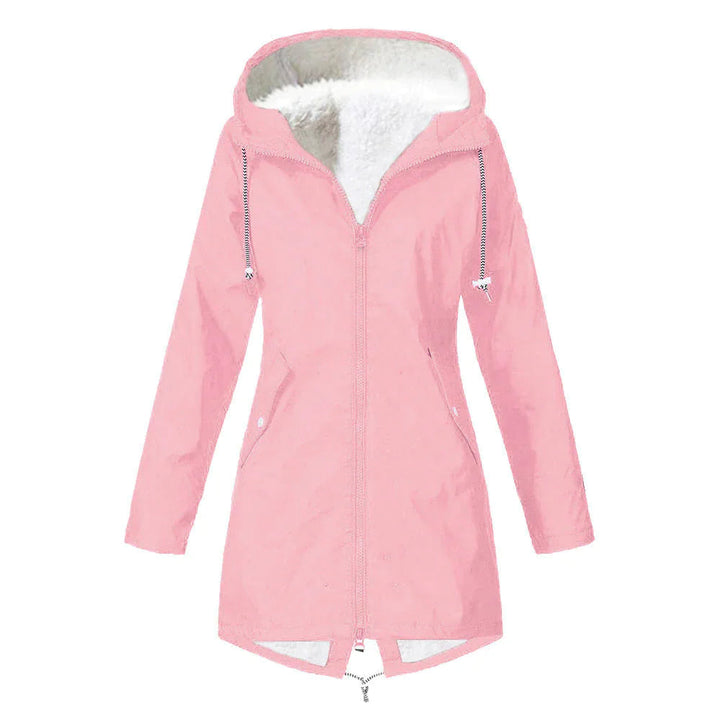 Womens Waterproof Parka Jacket with Hood and Fleece Lining