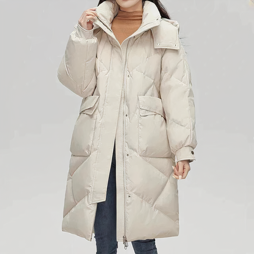 Womens Long Down Jacket Insulated Warm Fit - BritishMode