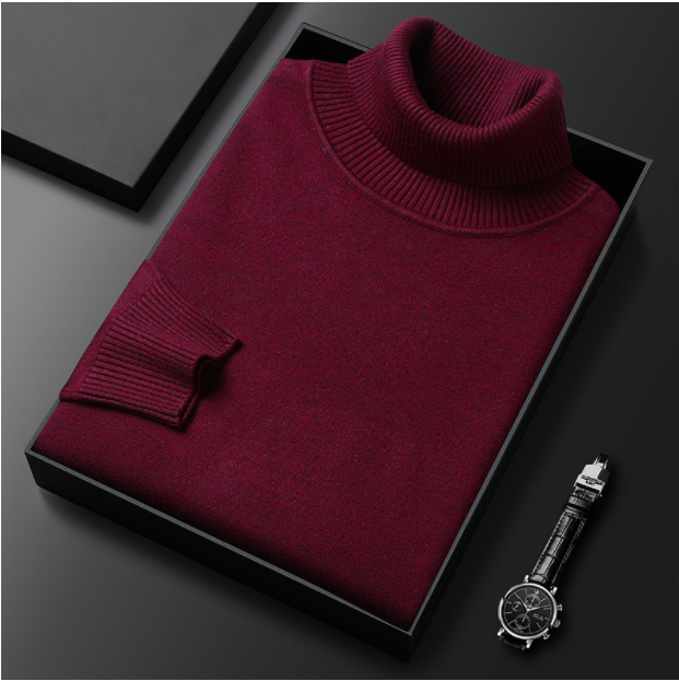 Mens Turtleneck Sweater Cashmere Cotton Blend