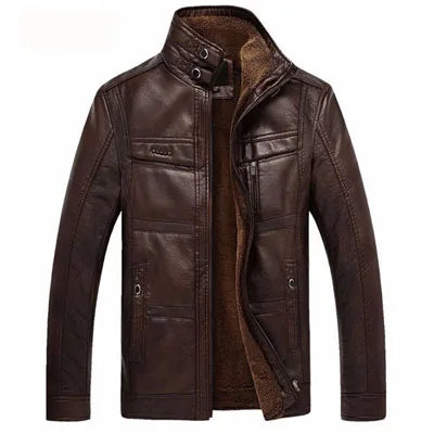 Mens Faux Leather Coat Warm Insulated Fit