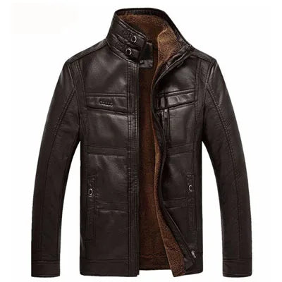 Mens Faux Leather Coat Warm Insulated Fit