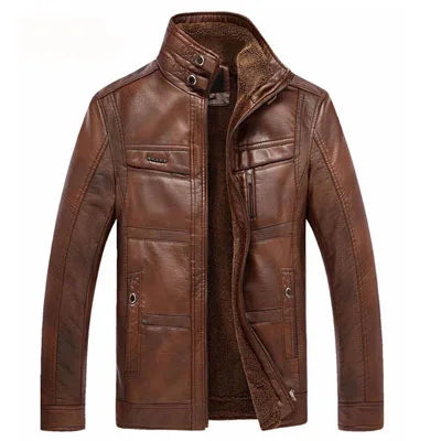 Mens Faux Leather Coat Warm Insulated Fit