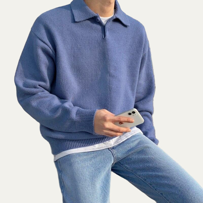 Mens Polo Sweater Knit Classic Fit