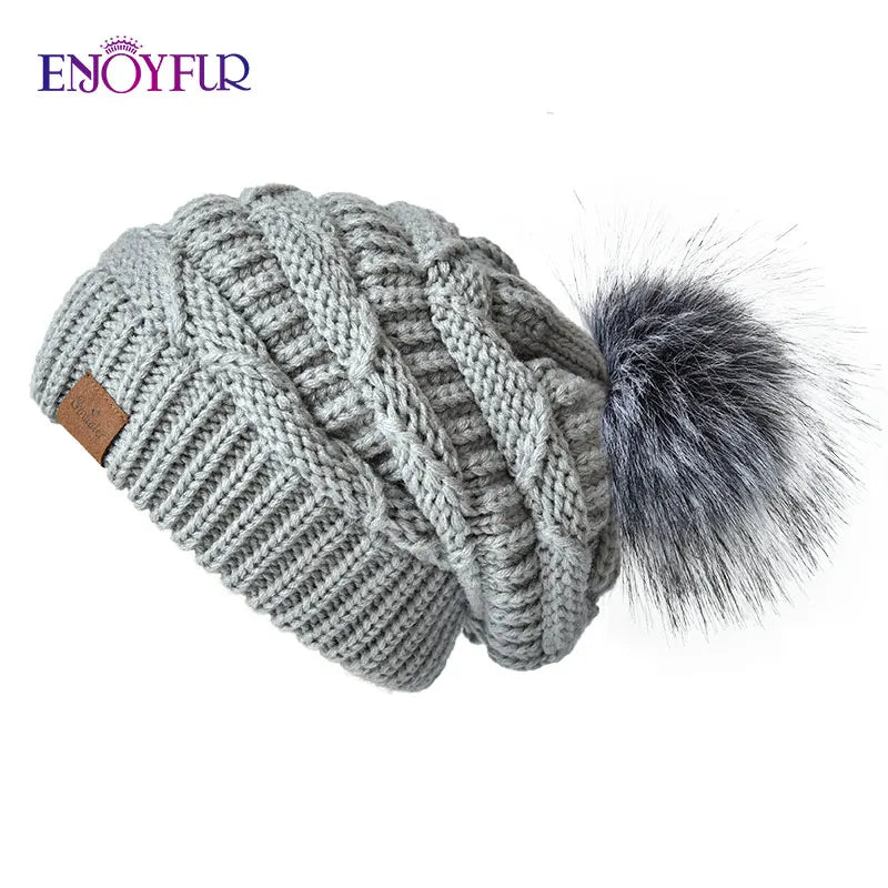 Unisex Slouch Beanie Hat Soft Faux Fur Winter