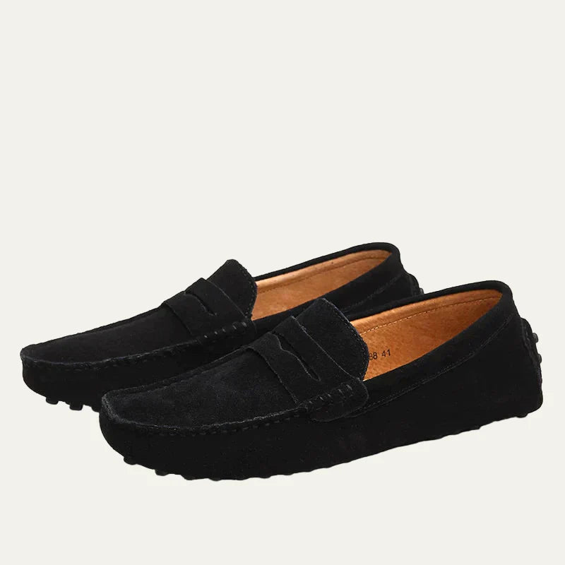 Mens Slip-On Driving Moccasins Suede Texture