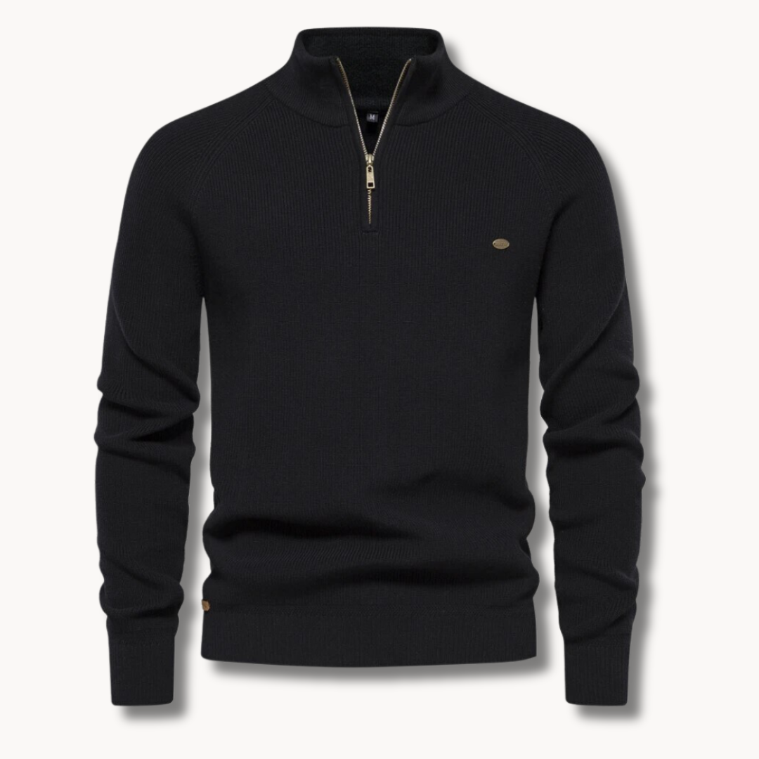 Mens Knit Sweater Quarter Zip Contrast Collar