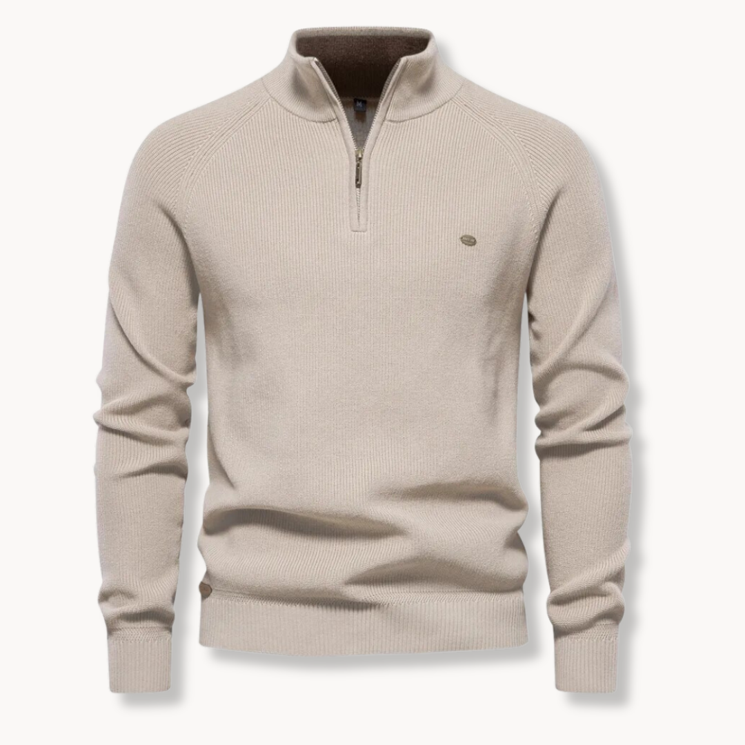 Mens Knit Sweater Quarter Zip Contrast Collar