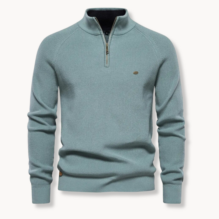 Mens Knit Sweater Quarter Zip Contrast Collar