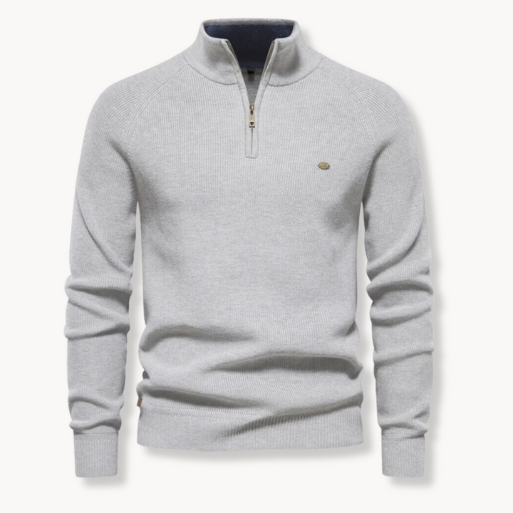 Mens Knit Sweater Quarter Zip Contrast Collar