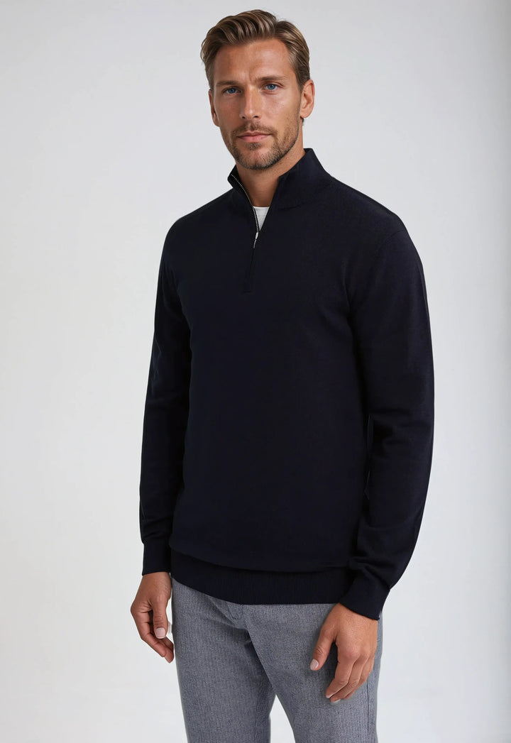 Mens Half-Zip Sweater Wool Blend Classic Fit