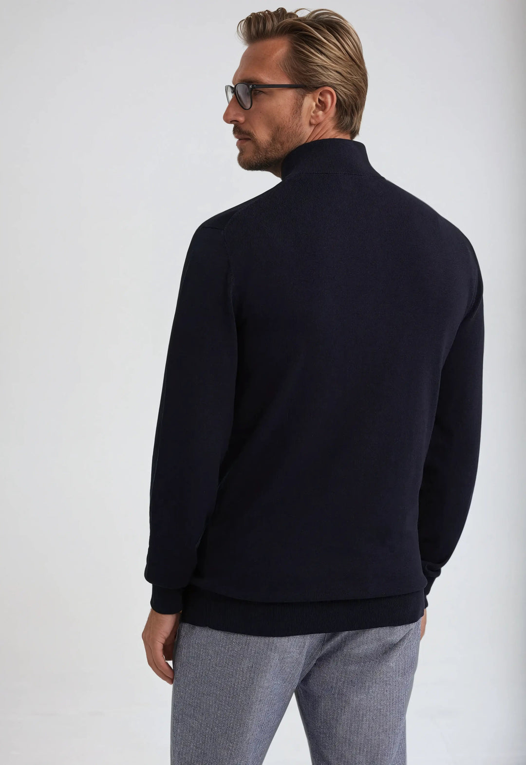 Mens Half-Zip Sweater Wool Blend Classic Fit