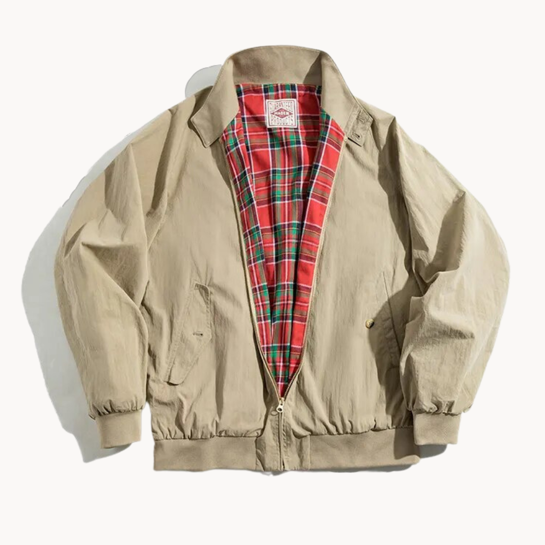 Mens Harrington Jacket Blend Lapel Zipper Closure