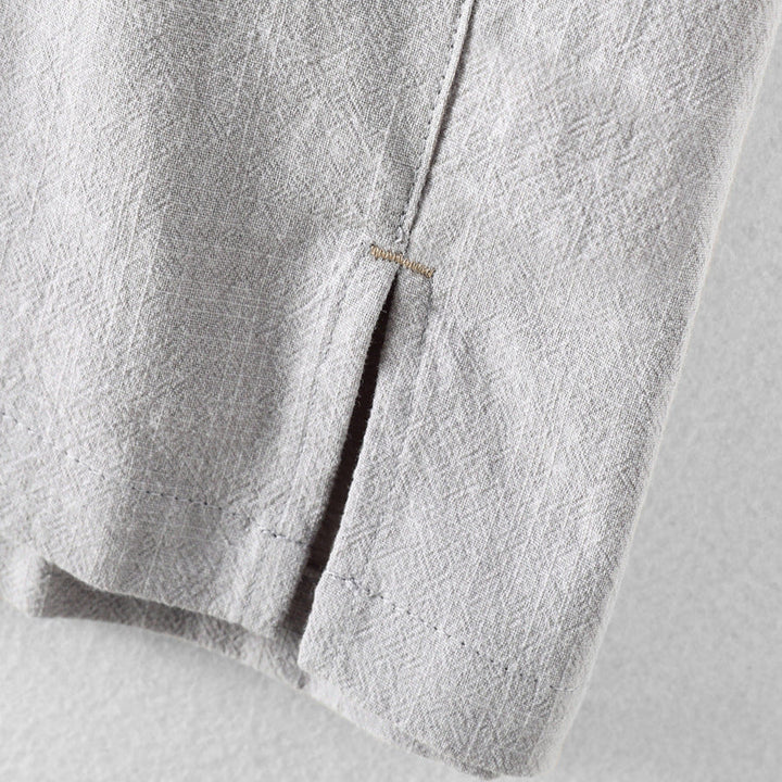 Mens Polo Shirt Cotton Linen Short Sleeve Casual Collar